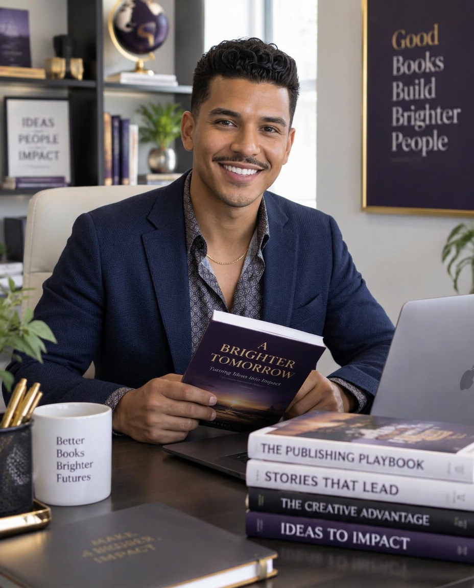 JWG Publishing House team member with an author book